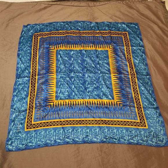 Vintage Rush Limbaugh Blue Gold Silk Scarf Rare Large - Picture 1 of 3